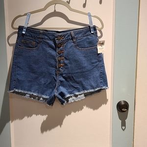 High waisted frayed shorts